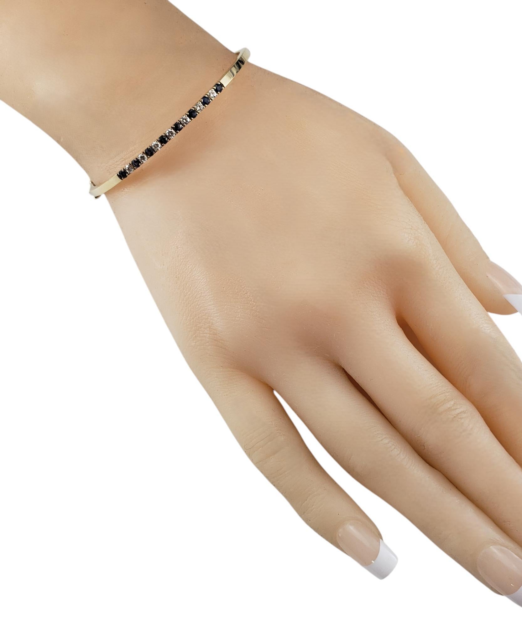 Women's 14 Karat Yellow Gold Sapphire and Diamond Bangle Bracelet #19853 For Sale