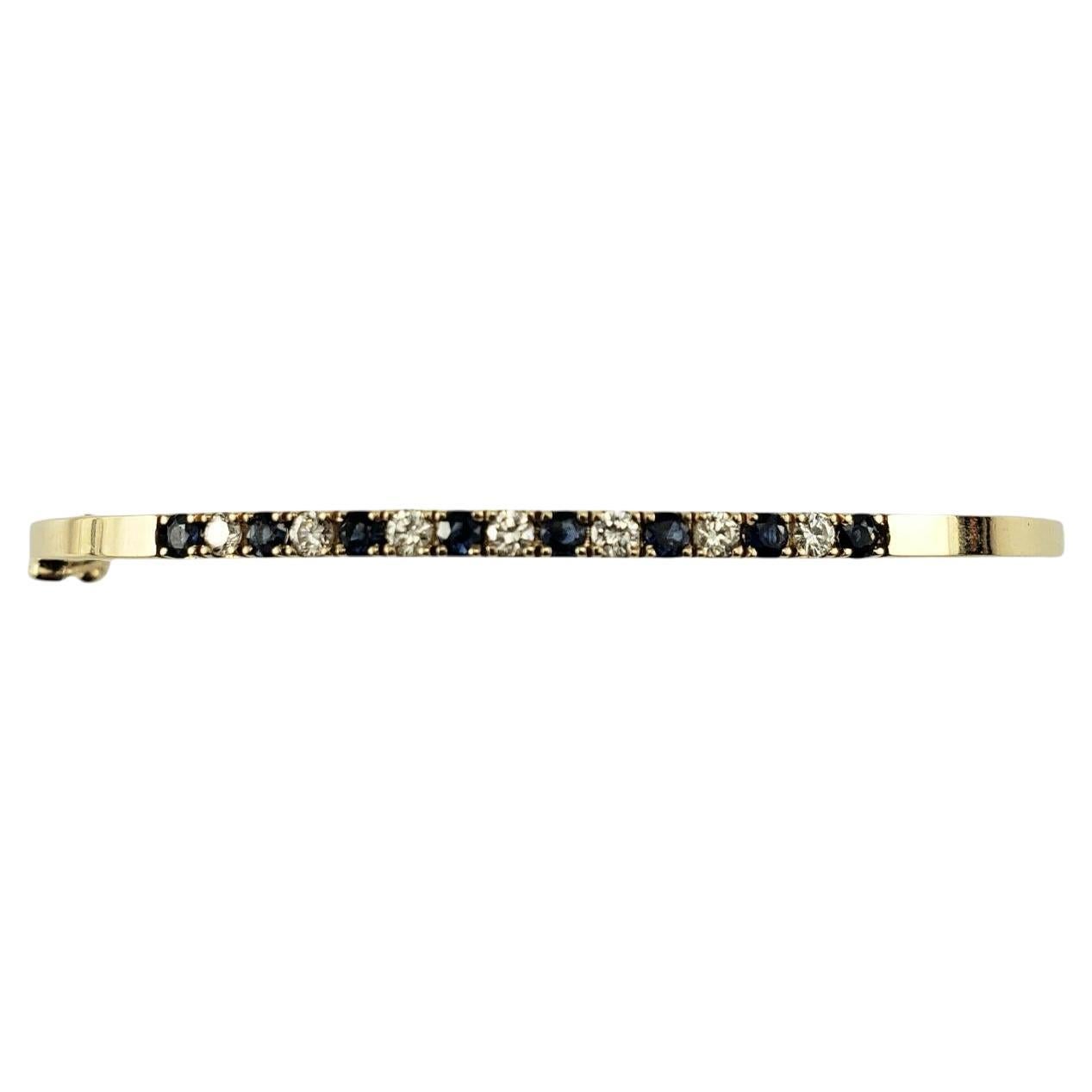 14 Karat Yellow Gold Sapphire and Diamond Bangle Bracelet #19853