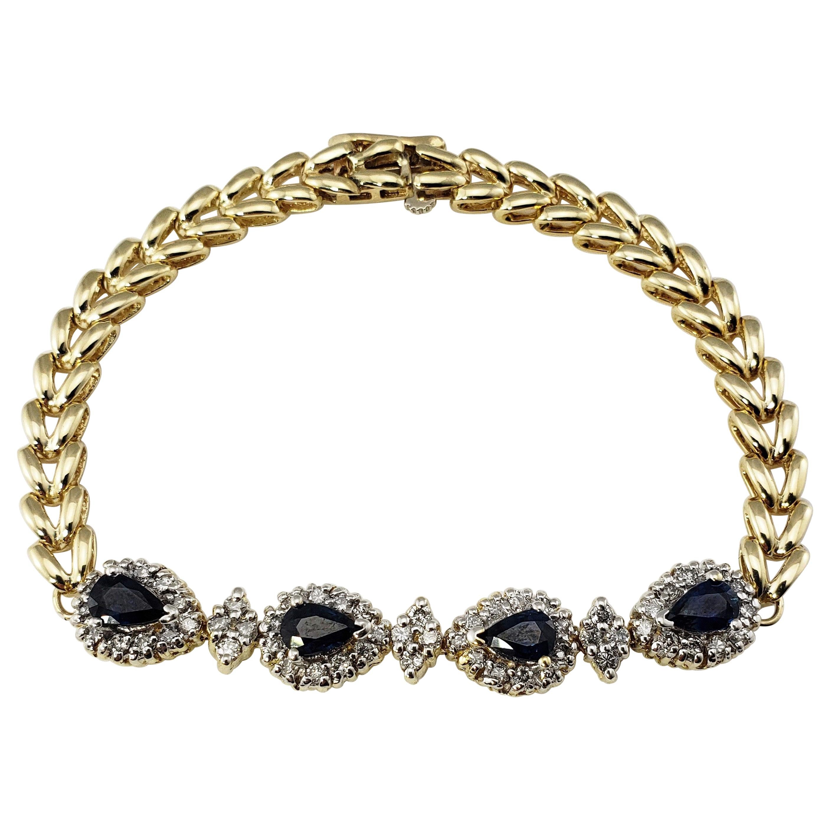 14 Karat Yellow Gold Sapphire and Diamond Bracelet