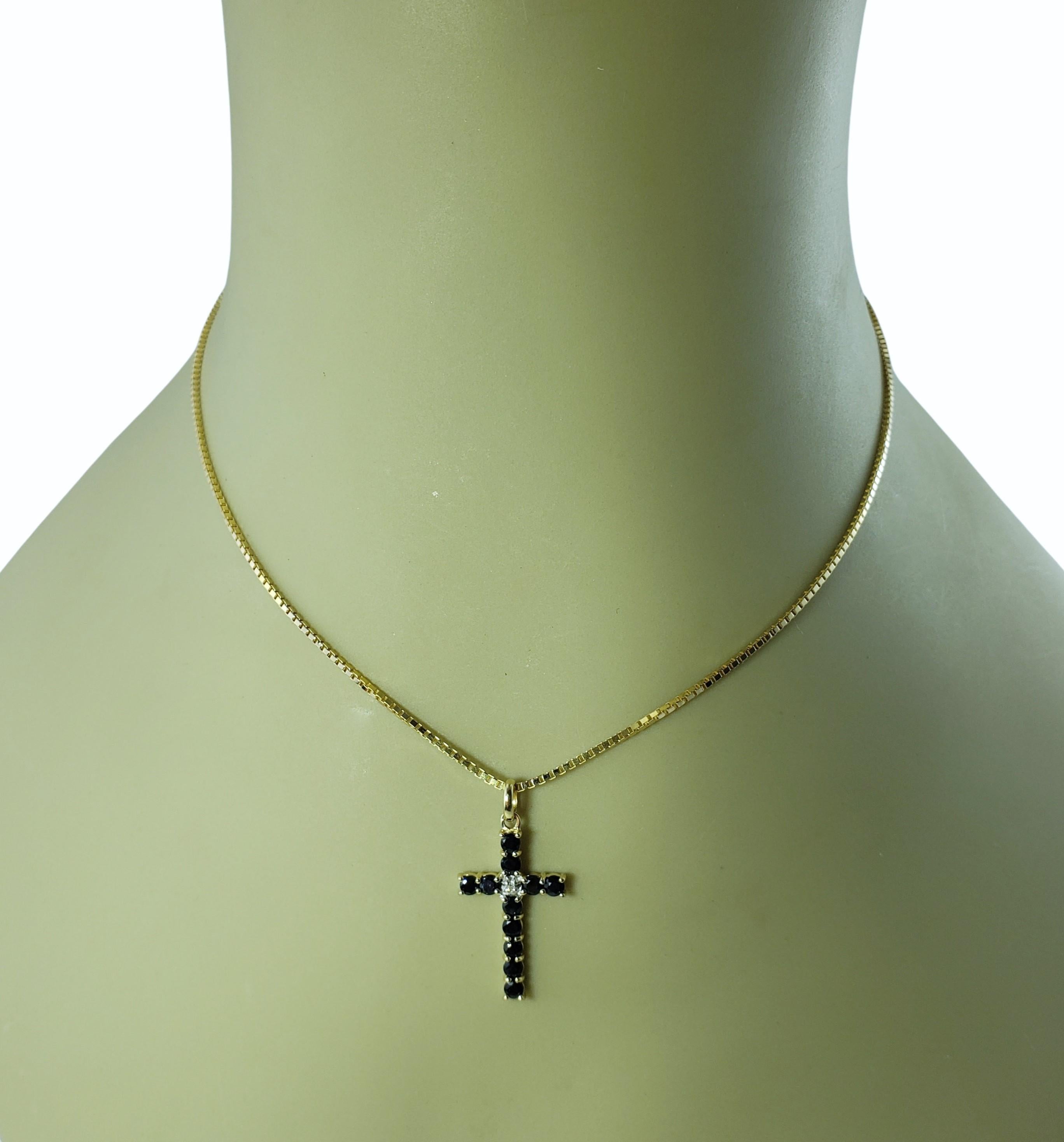 14 Karat Yellow Gold Sapphire and Diamond Cross Pendant Necklace 2