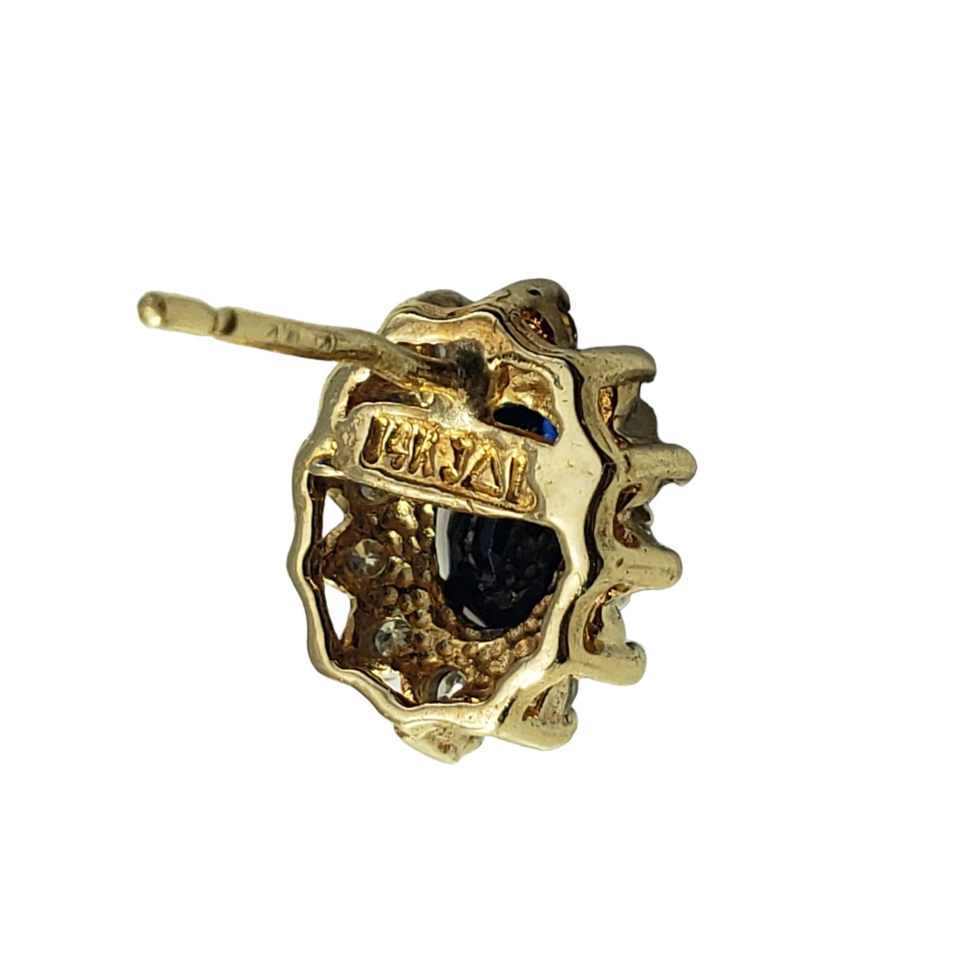 Boucles d'oreilles en or jaune 14 carats, saphirs et diamants n° 15102 Pour femmes en vente