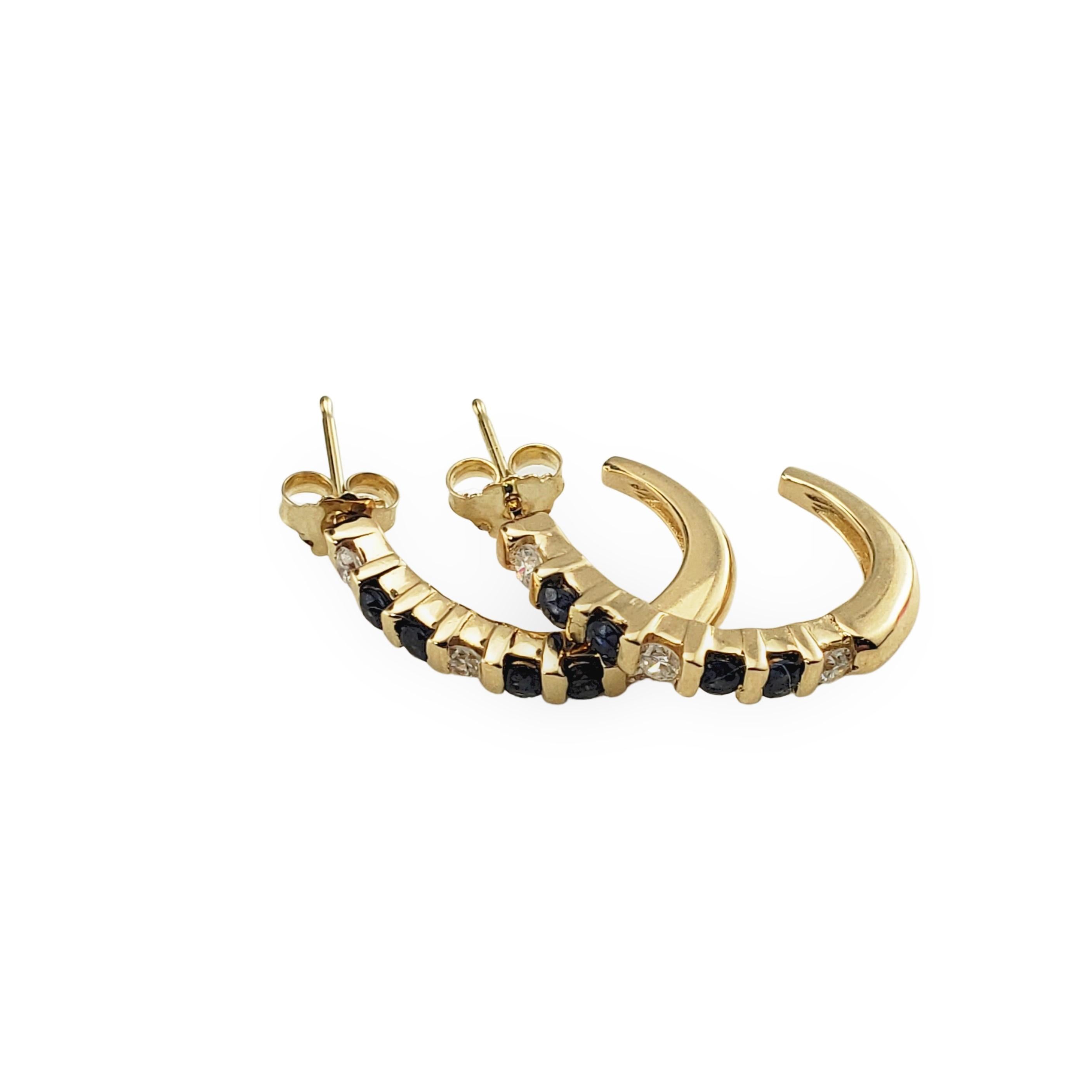 Brilliant Cut 14 Karat Yellow Gold Natural Sapphire and Diamond Earrings For Sale