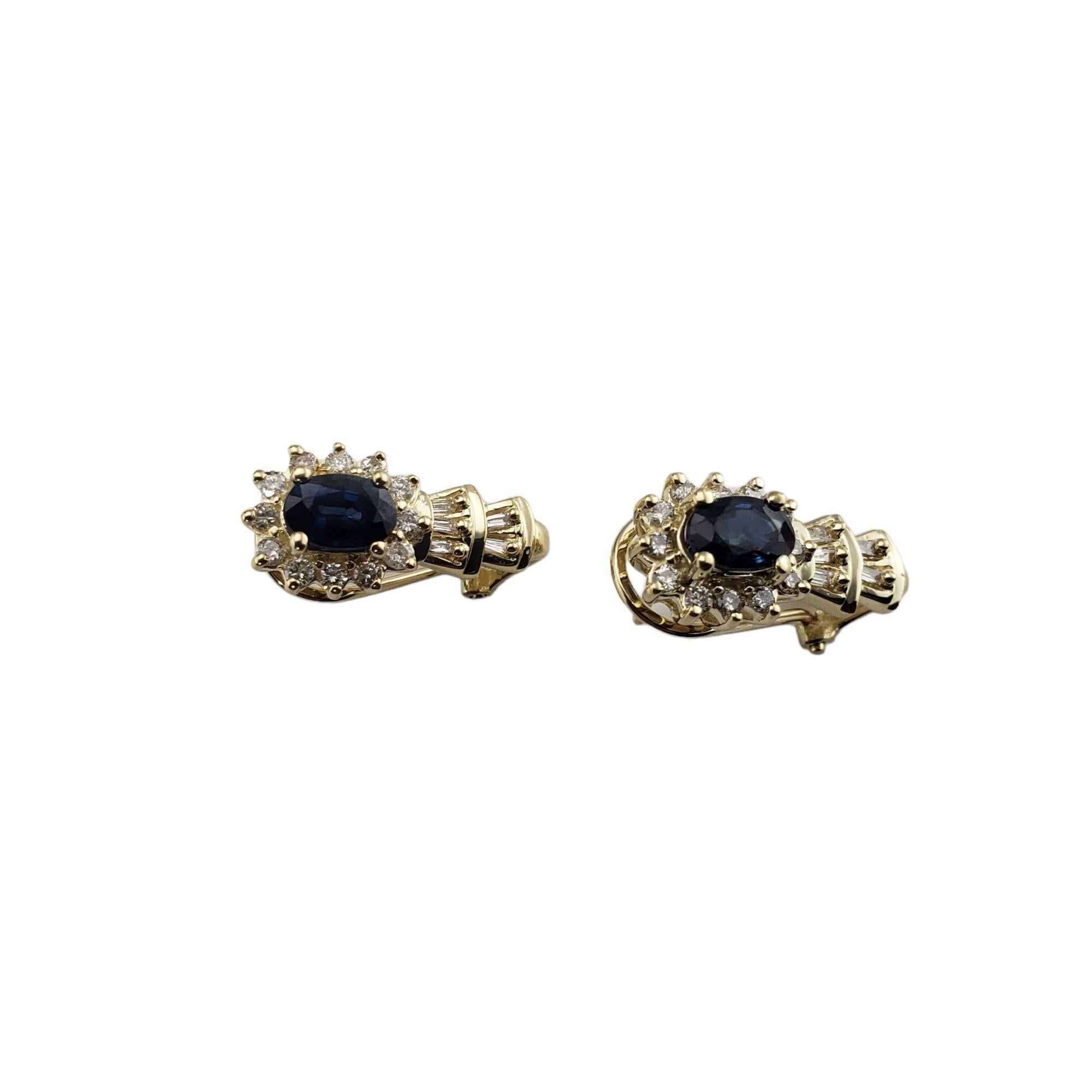 14 Karat Yellow Gold Natural Sapphire and Diamond Earrings In Good Condition For Sale In Washington Depot, CT