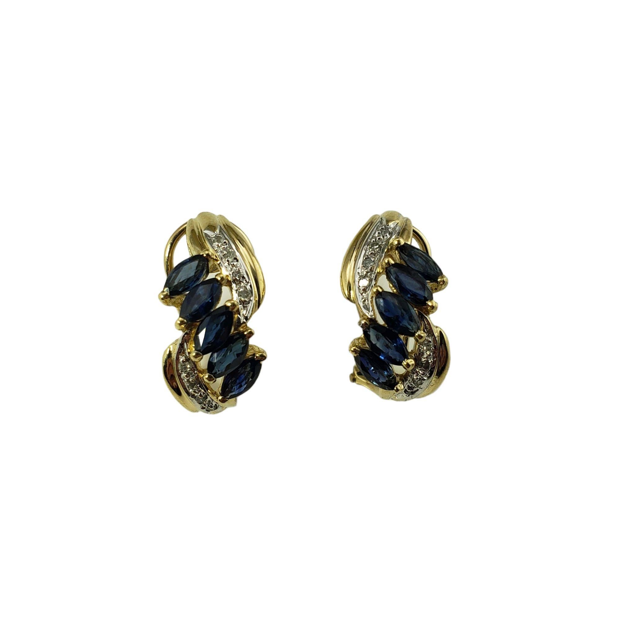 Women's 14 Karat Yellow Gold Natural Sapphire and Diamond Earrings For Sale
