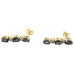 14 Karat Yellow Gold Sapphire and Diamond Earrings 14 Karat Yellow Gold Sapphire and Diamond Earrings