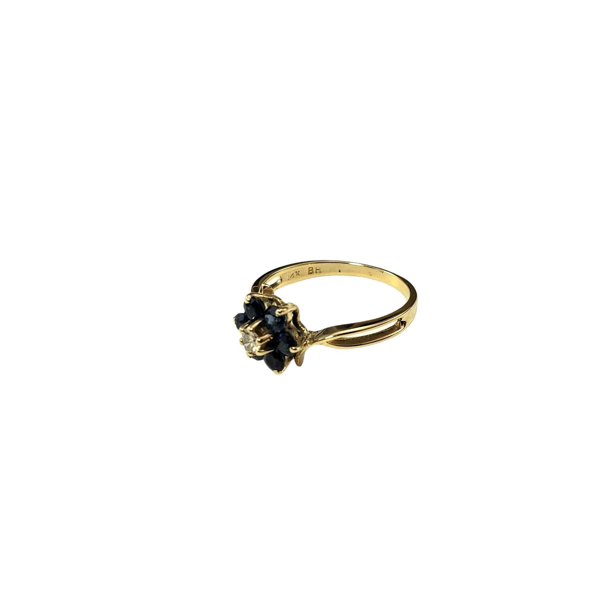 14 Karat Gelbgold Saphir und Diamant Blumenring Größe 5,5 #17146 (Brillantschliff)