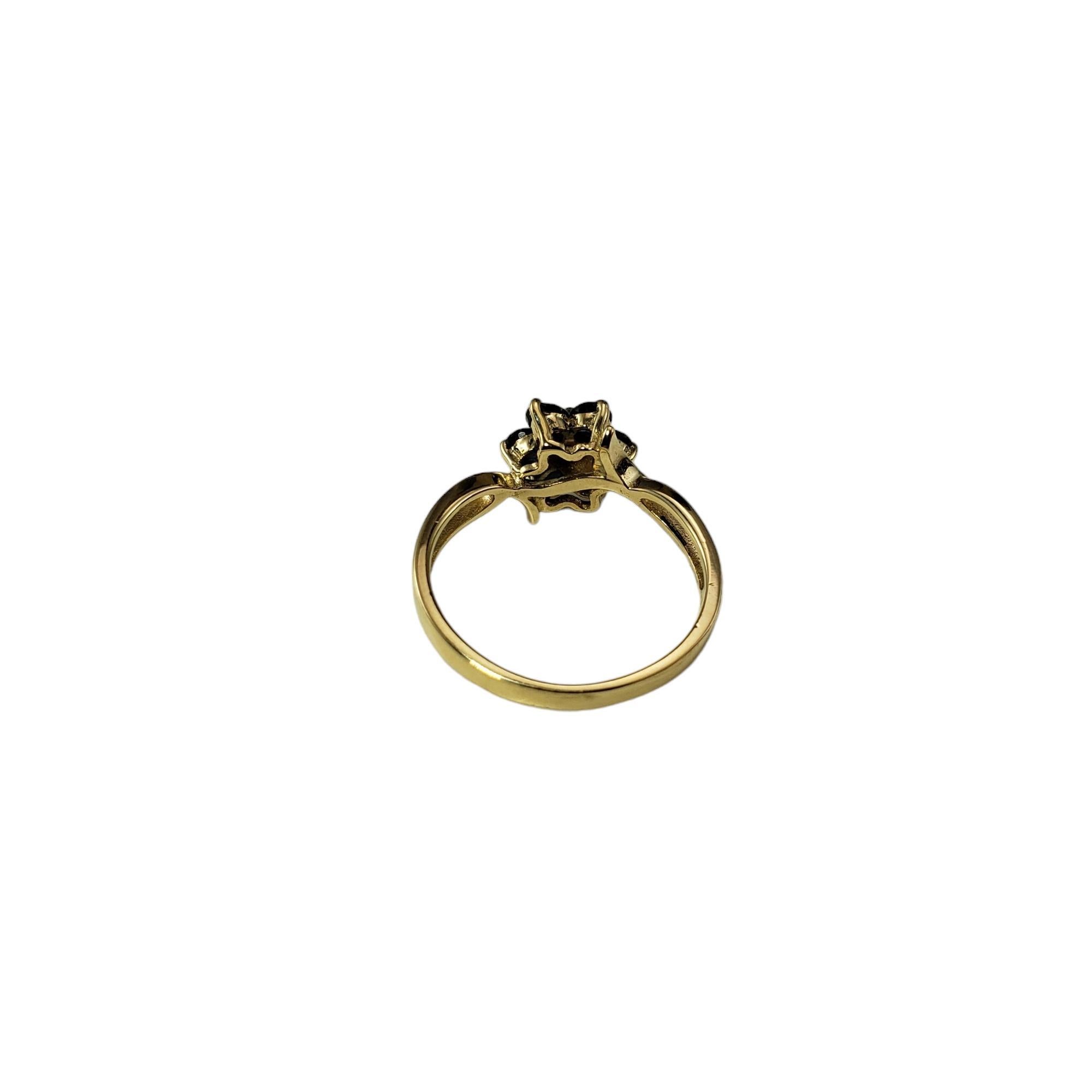 14 Karat Yellow Gold Sapphire and Diamond Flower Ring Size 5.5 #17146 In Good Condition For Sale In Washington Depot, CT