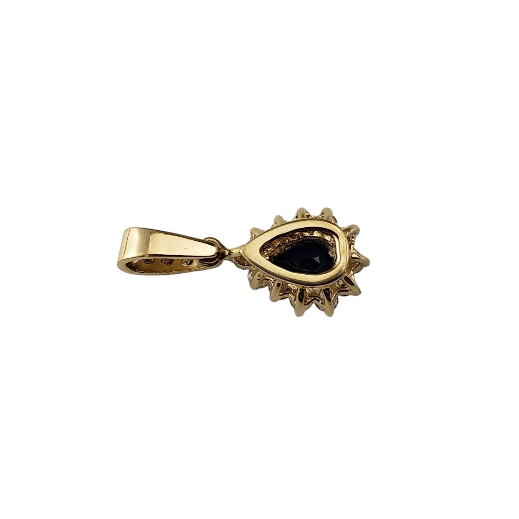 14 Karat Yellow Gold Sapphire and Diamond Halo Pendant  #17872 In Good Condition For Sale In Washington Depot, CT