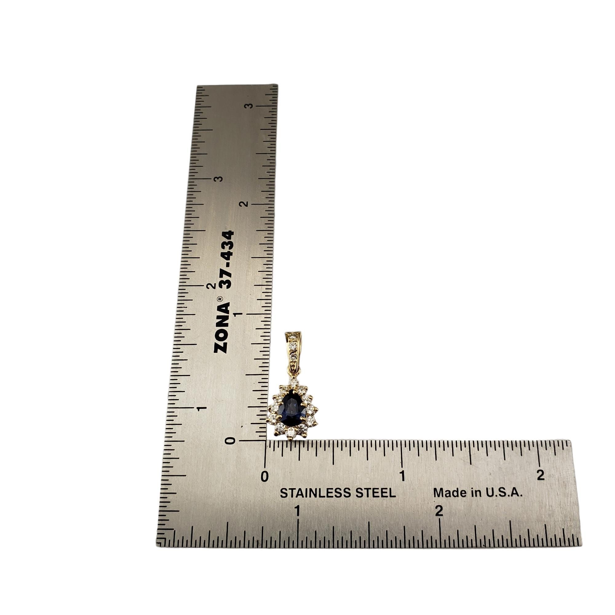 14 Karat Yellow Gold Sapphire and Diamond Halo Pendant  #17872 For Sale 1