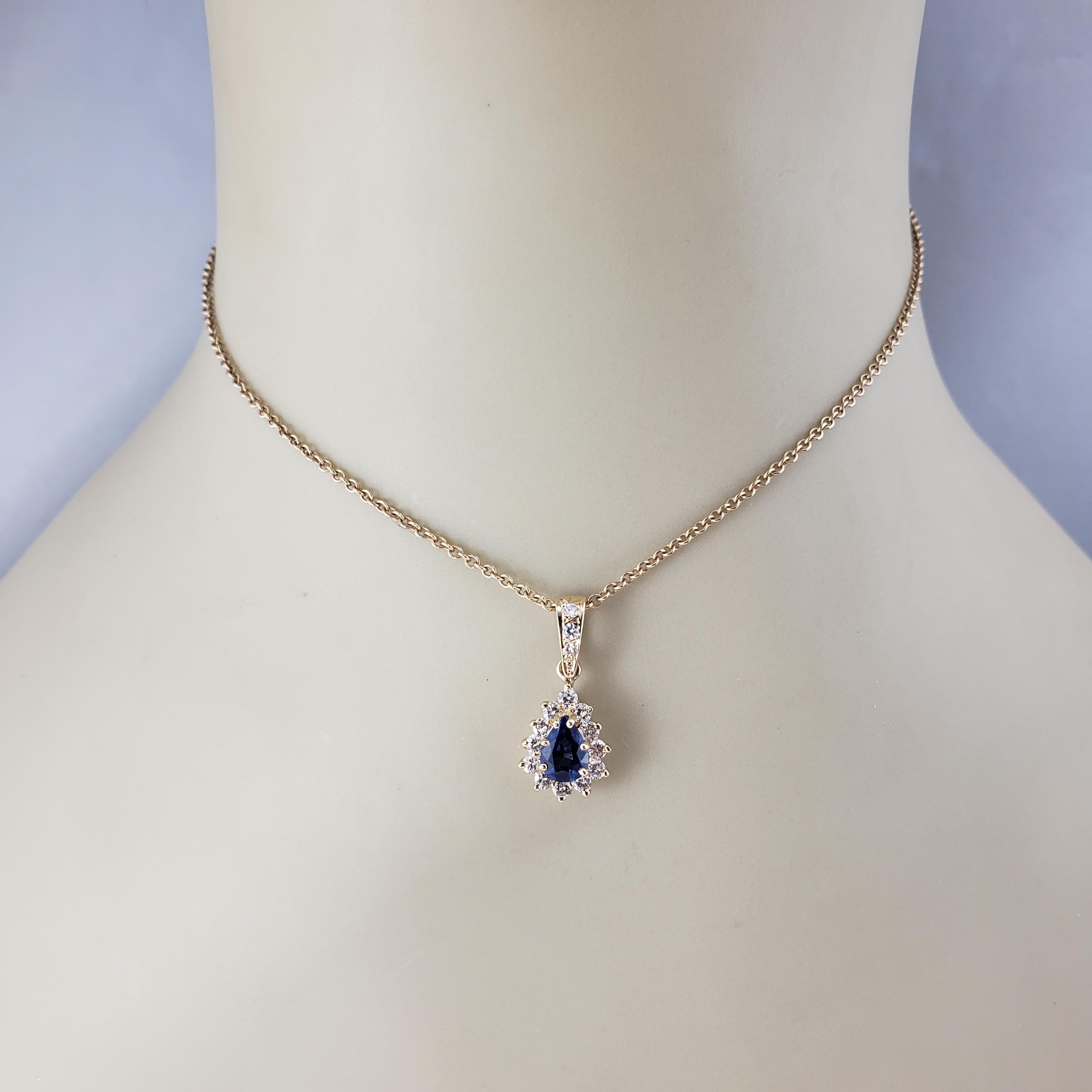 14 Karat Yellow Gold Sapphire and Diamond Halo Pendant  #17872 For Sale 2