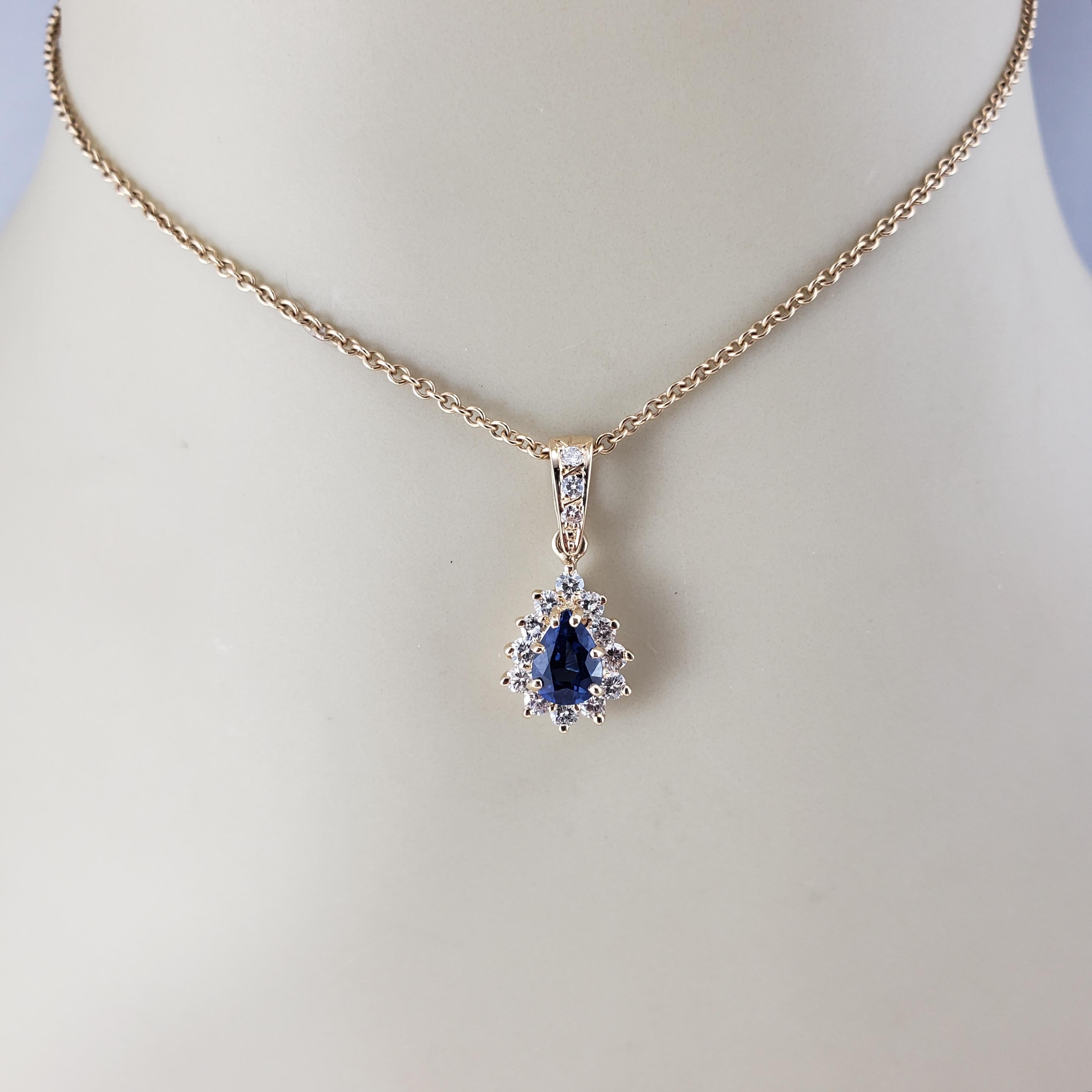 14 Karat Yellow Gold Sapphire and Diamond Halo Pendant  #17872 For Sale 3