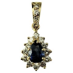 14 Karat Yellow Gold Sapphire and Diamond Halo Pendant  #17872