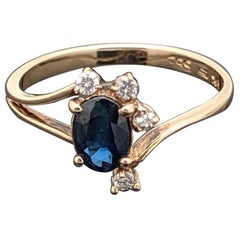 14 Karat Yellow Gold Sapphire and Diamond Ring
