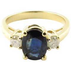 14 Karat Yellow Gold Sapphire and Diamond Ring