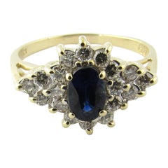 14 Karat Yellow Gold Sapphire and Diamond Ring
