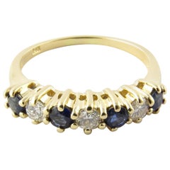 14 Karat Yellow Gold Sapphire and Diamond Ring