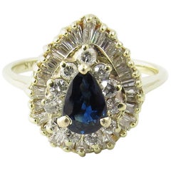 Vintage 14 Karat Yellow Gold Natural Sapphire and Diamond Ring