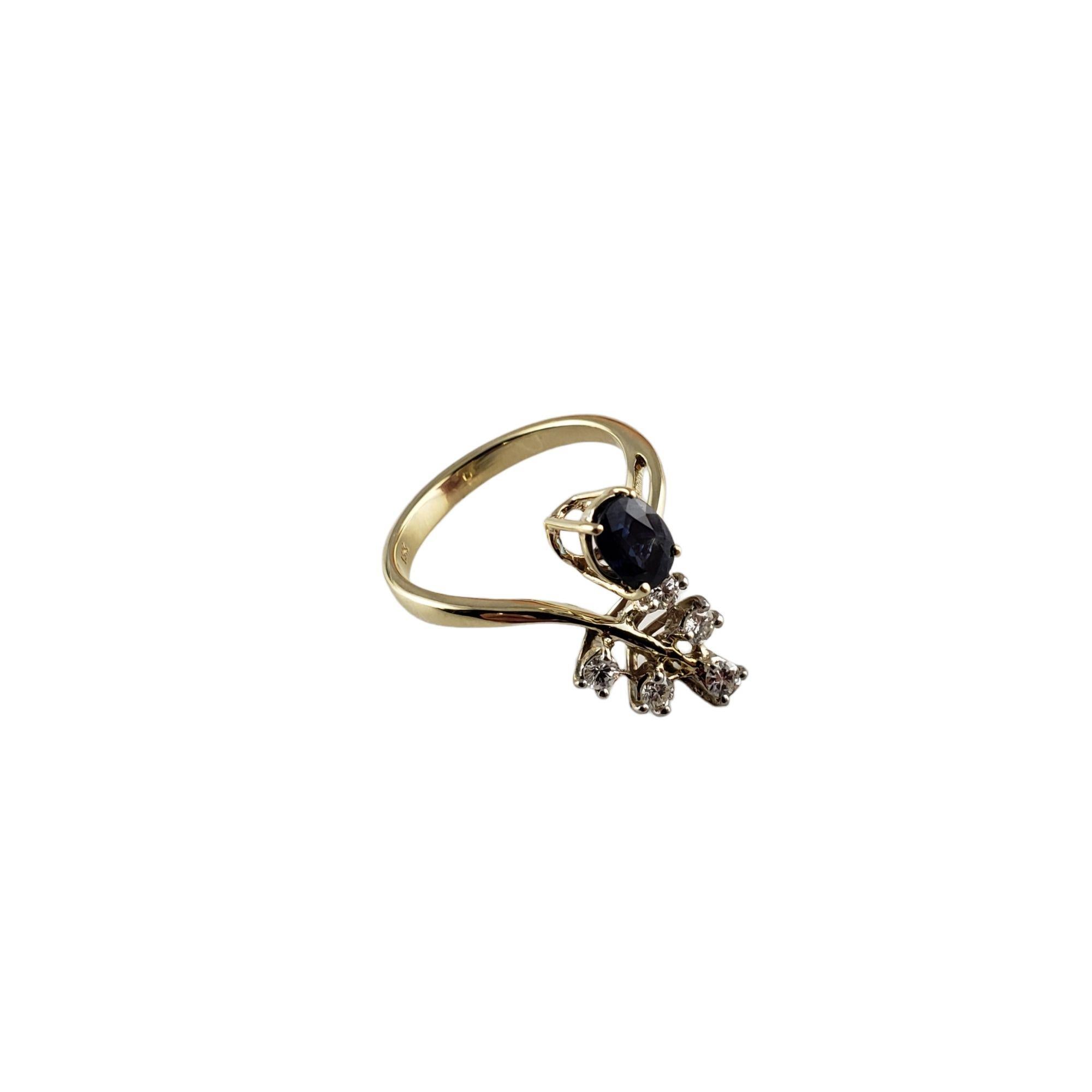 Women's 14 Karat Yellow Gold Natural Sapphire and Diamond Ring For Sale