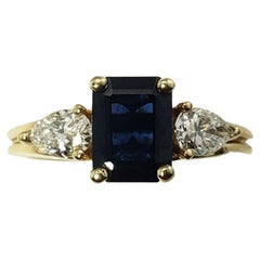 14 Karat Yellow Gold Sapphire and Diamond Ring