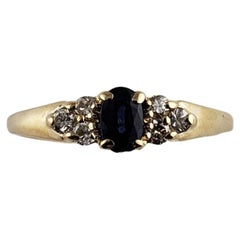 5.25 ring size in mm 14 Karat Yellow Gold Natural Sapphire and Diamond Ring