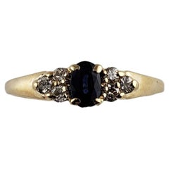 14 Karat Yellow Gold Natural Sapphire and Diamond Ring