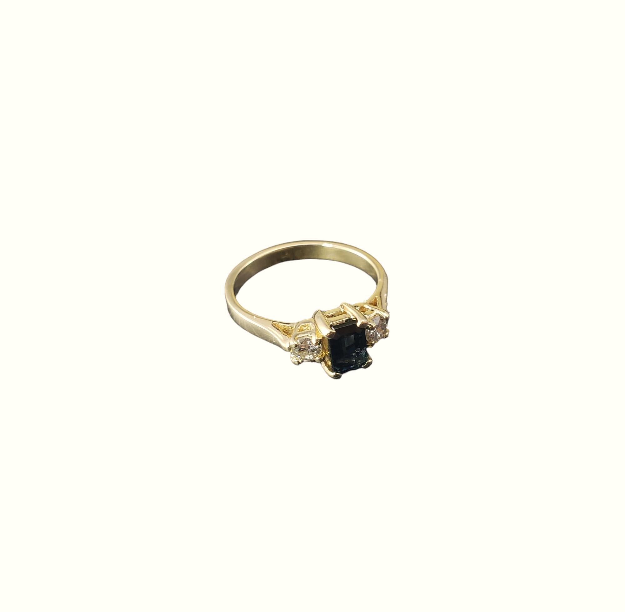 Bague en or jaune 14 carats, saphir et diamant taille 5,75  #17869 Bon état - En vente à Washington Depot, CT