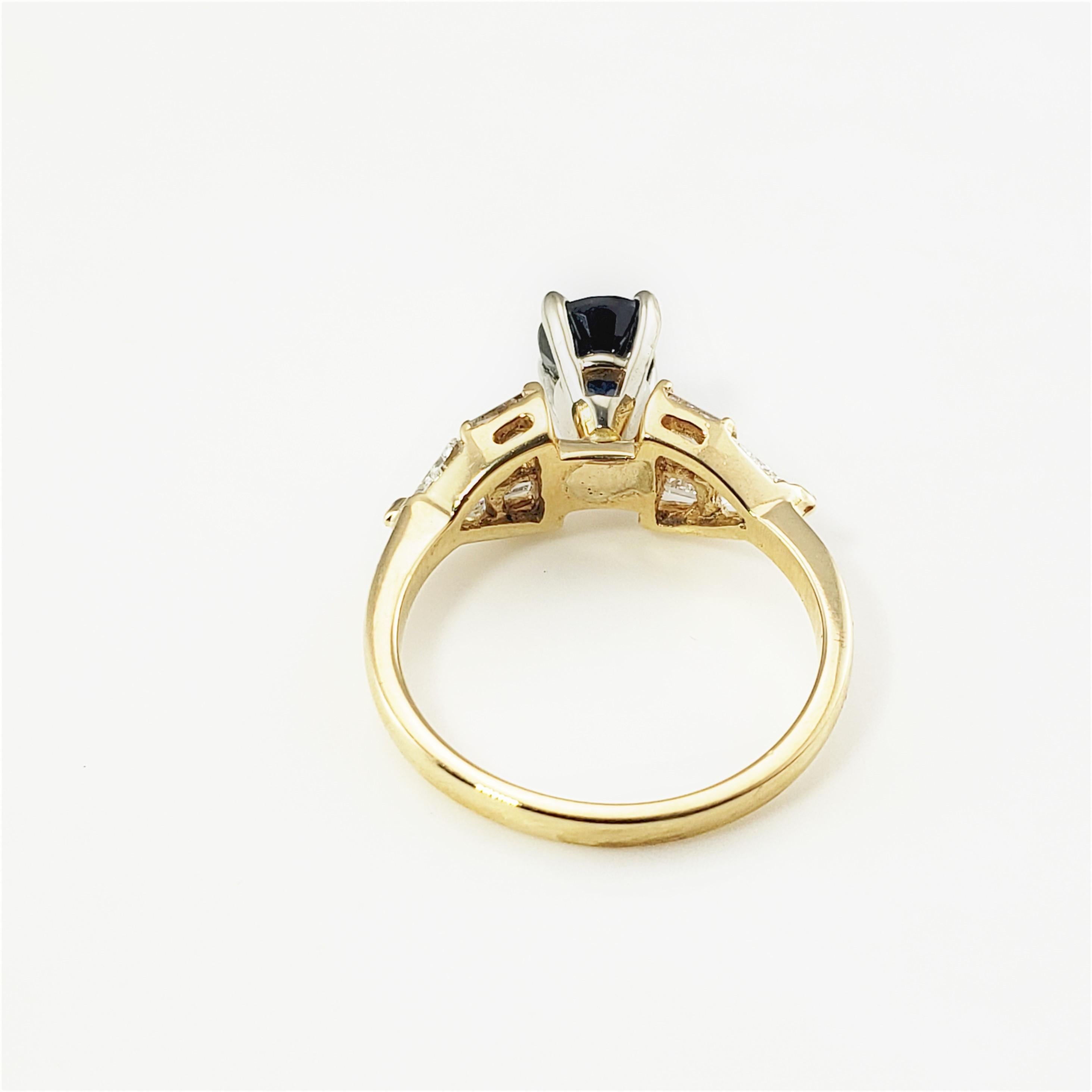 Women's 14 Karat Yellow Gold Sapphire and Diamond Ring 