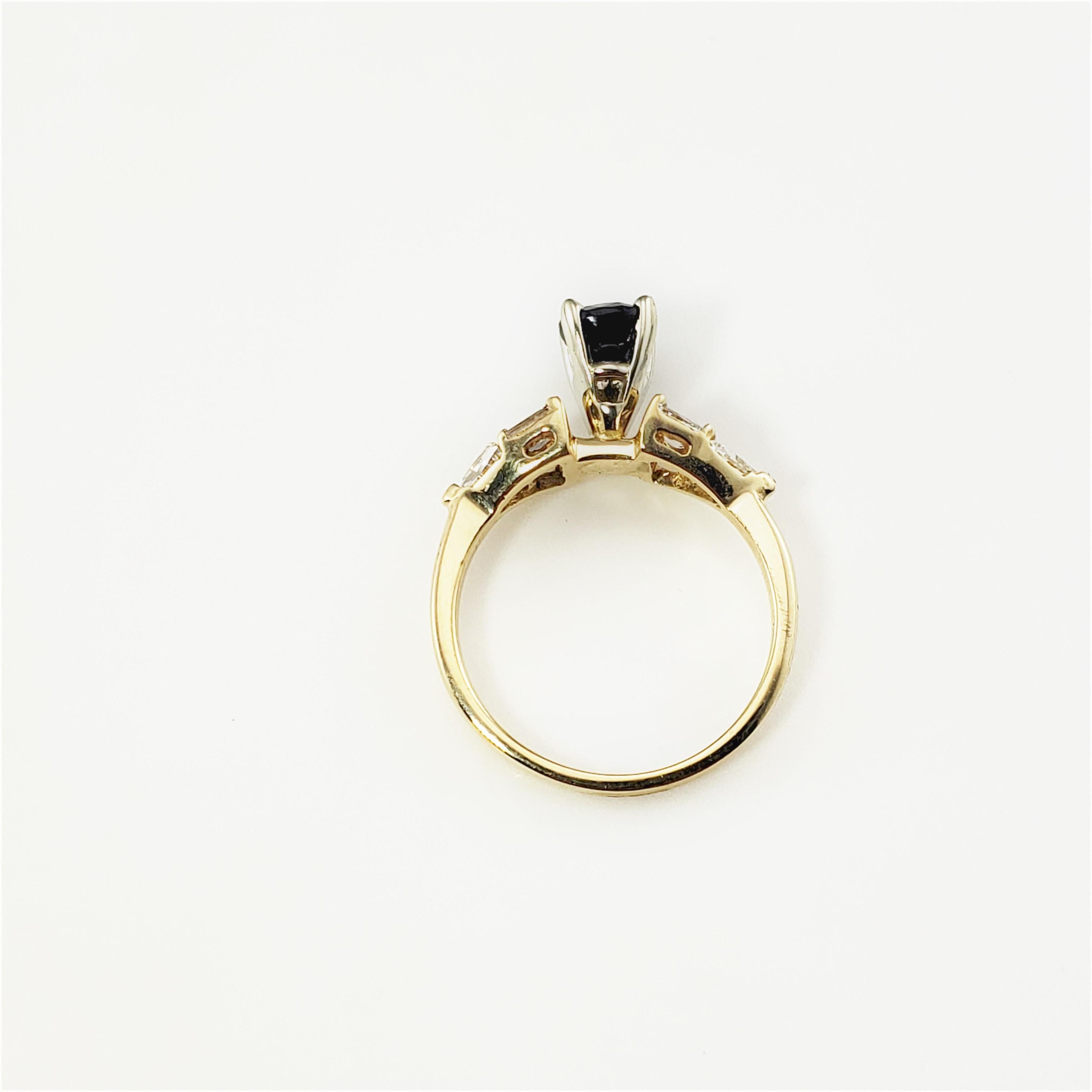 14 Karat Yellow Gold Sapphire and Diamond Ring  1