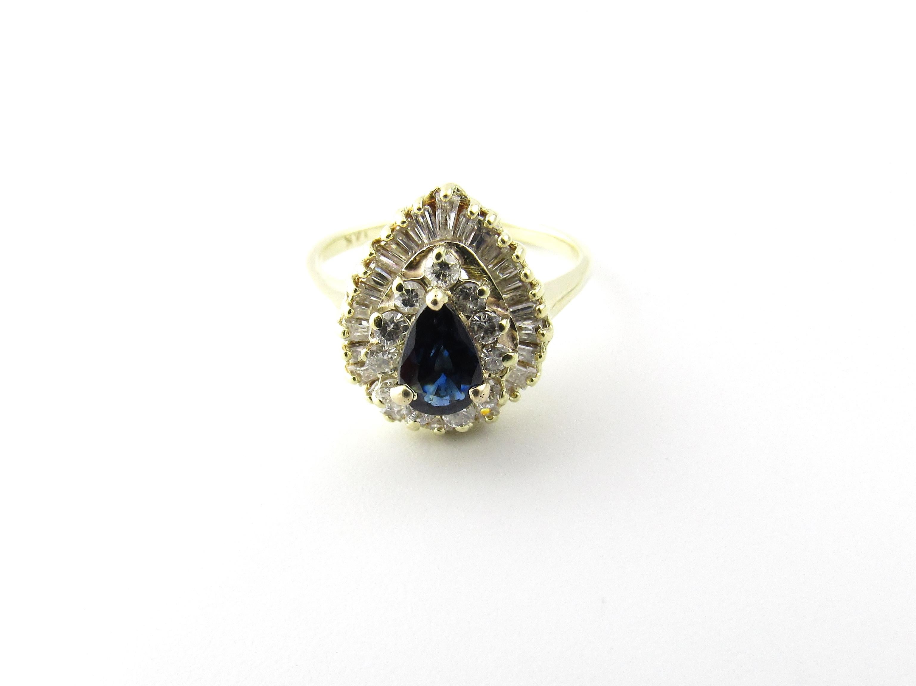 14 Karat Yellow Gold Natural Sapphire and Diamond Ring For Sale 1