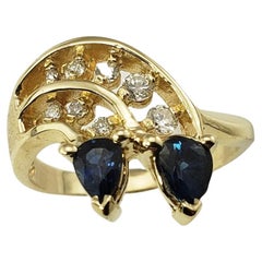 14 Karat Yellow Gold Natural Sapphire and Diamond Ring