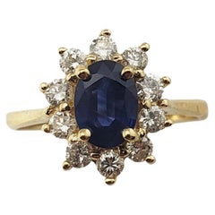 14 Karat Yellow Gold Natural Sapphire and Diamond Ring