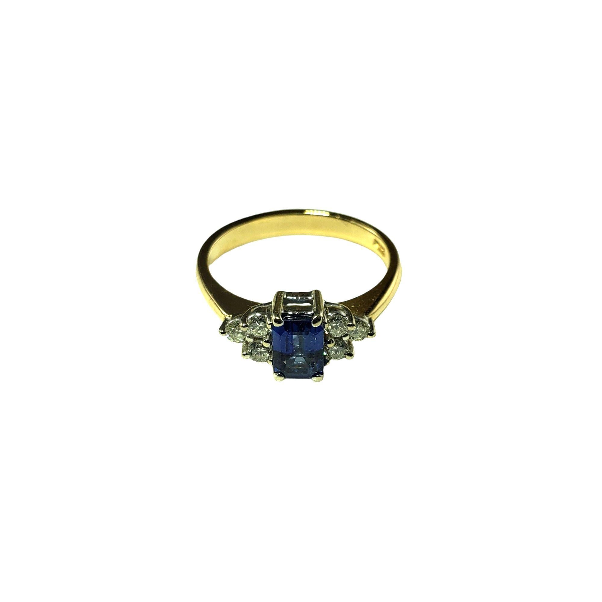 14 Karat Yellow Gold Sapphire and Diamond Ring Size 6 #14412 In Good Condition For Sale In Washington Depot, CT