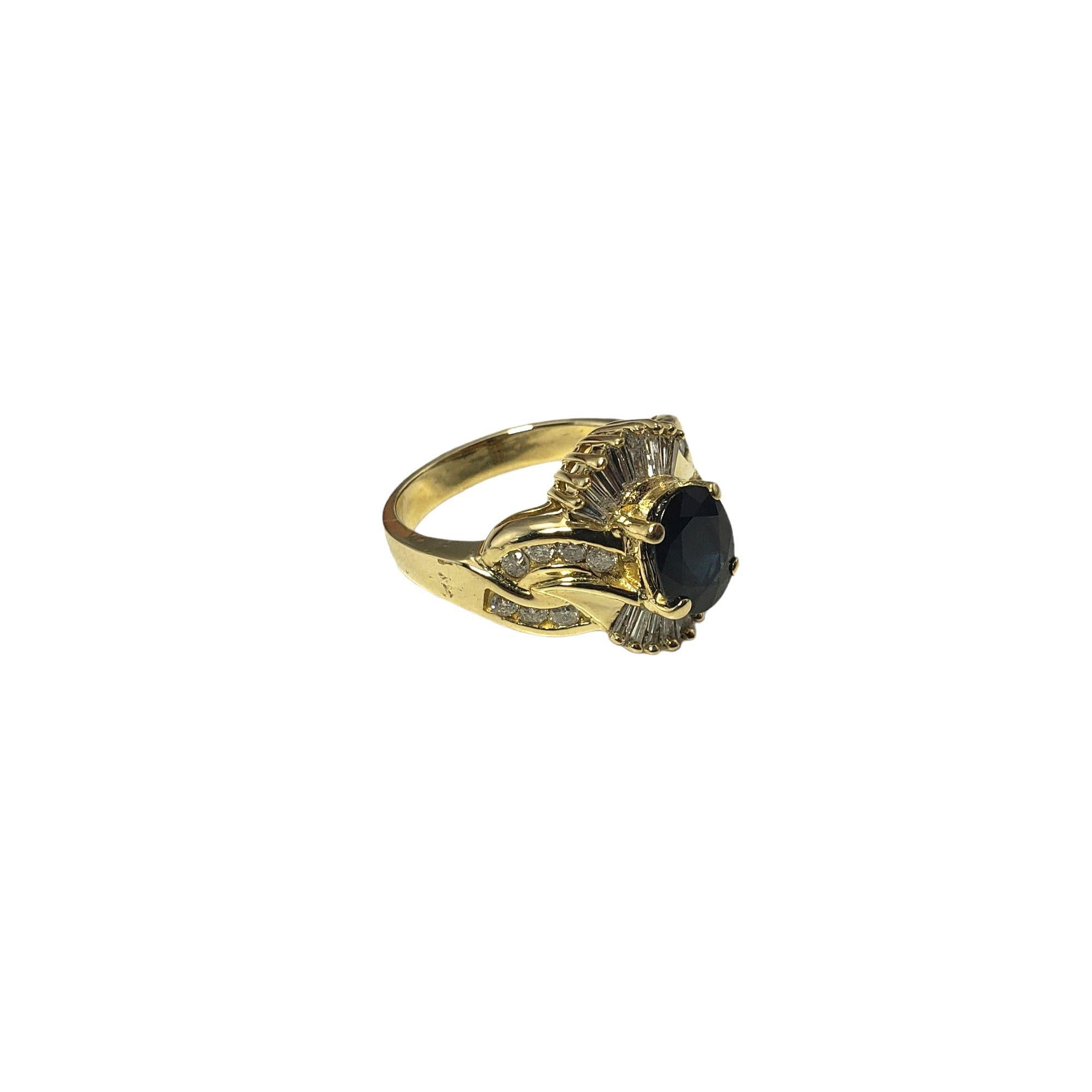 Women's 14 Karat Yellow Gold Sapphire and Diamond Ring 13110 For Sale