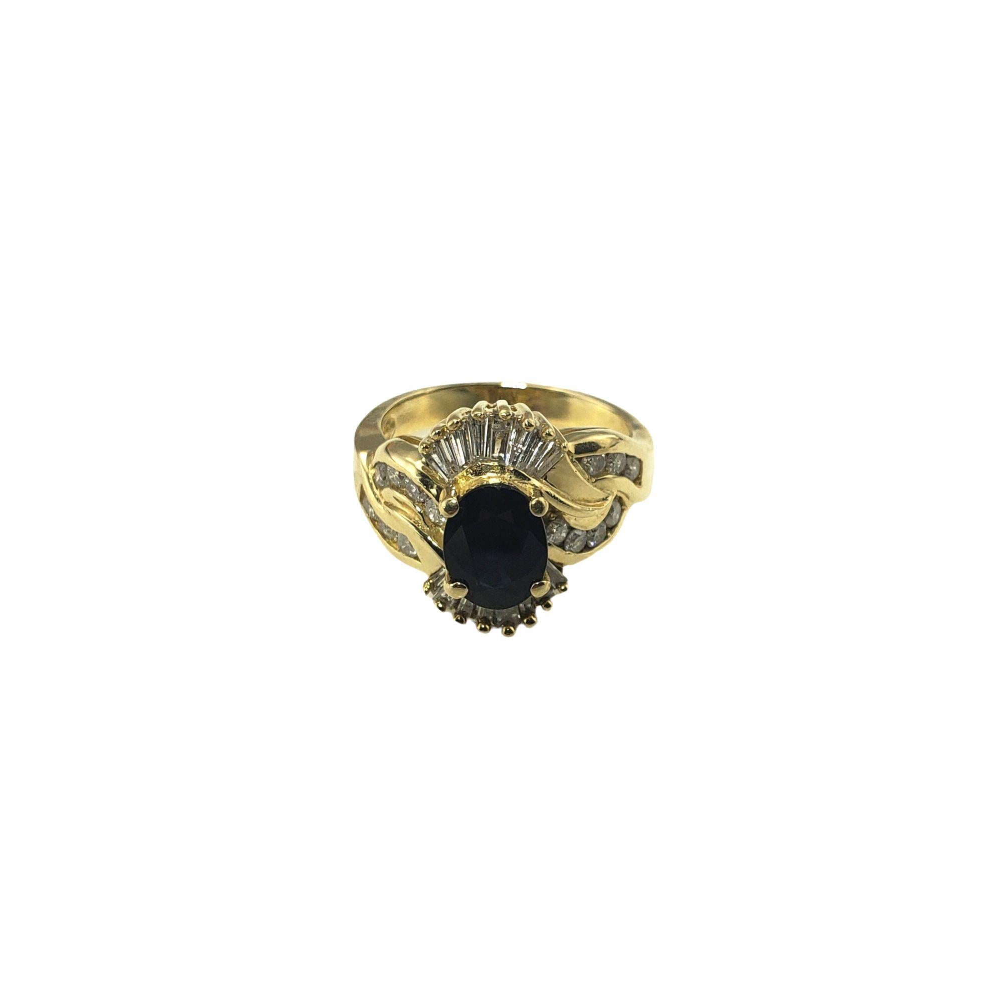 14 Karat Yellow Gold Sapphire and Diamond Ring 13110 For Sale 1