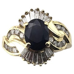 14 Karat Yellow Gold Sapphire and Diamond Ring 13110