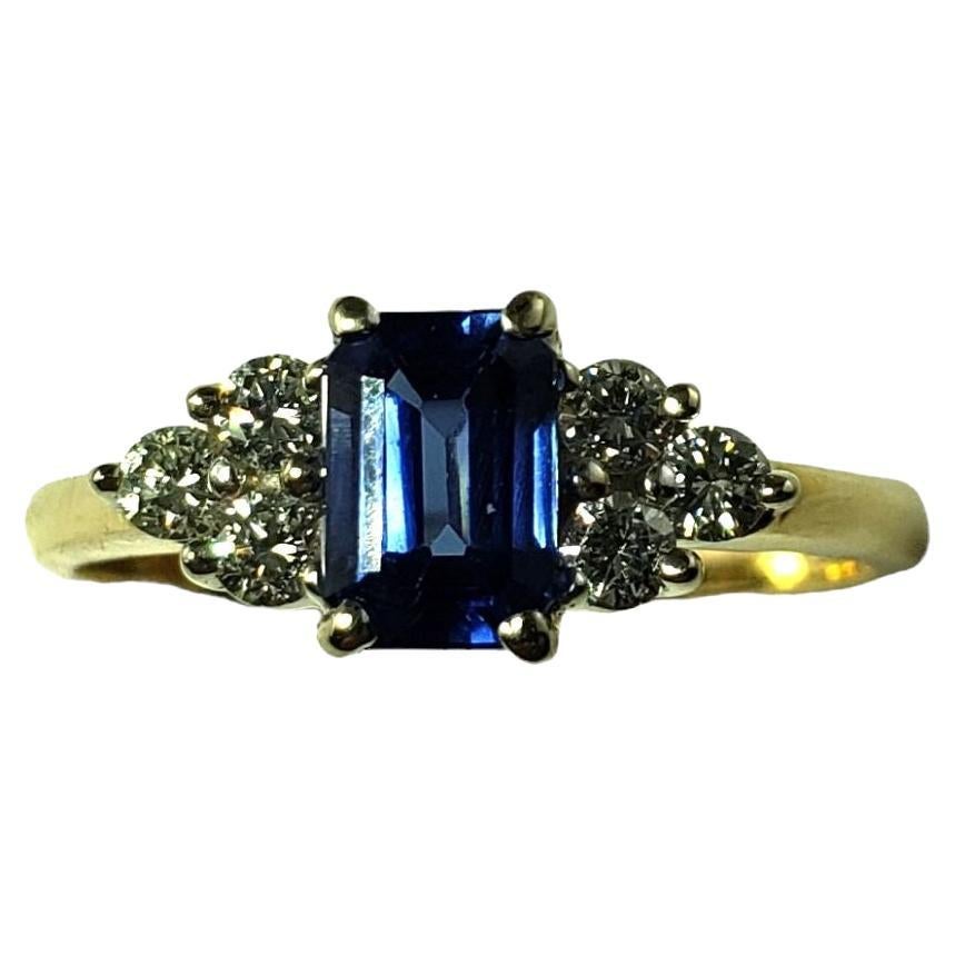 14 Karat Yellow Gold Sapphire and Diamond Ring Size 6 #14412 For Sale