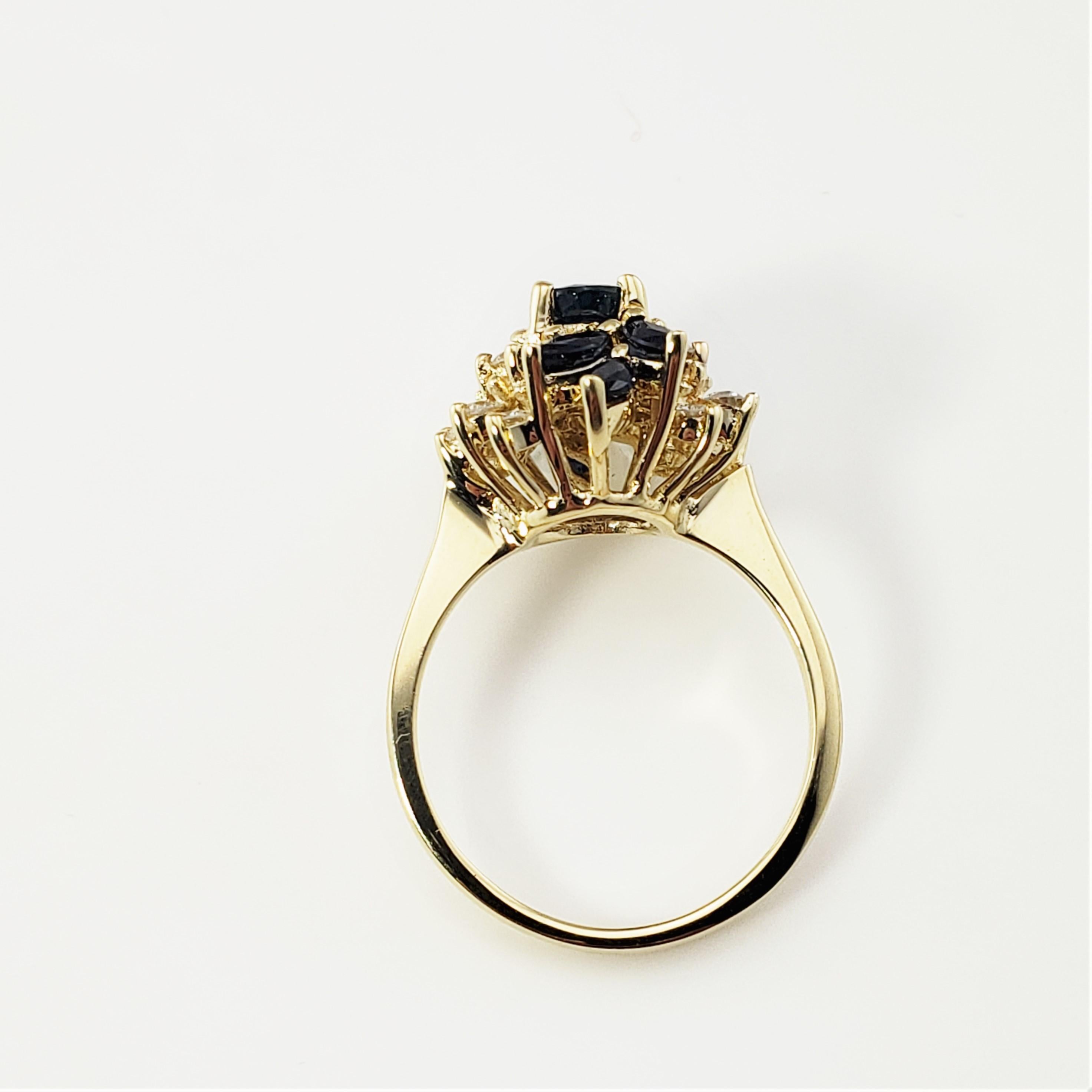 Brilliant Cut 14 Karat Yellow Gold Sapphire and Diamond Ring