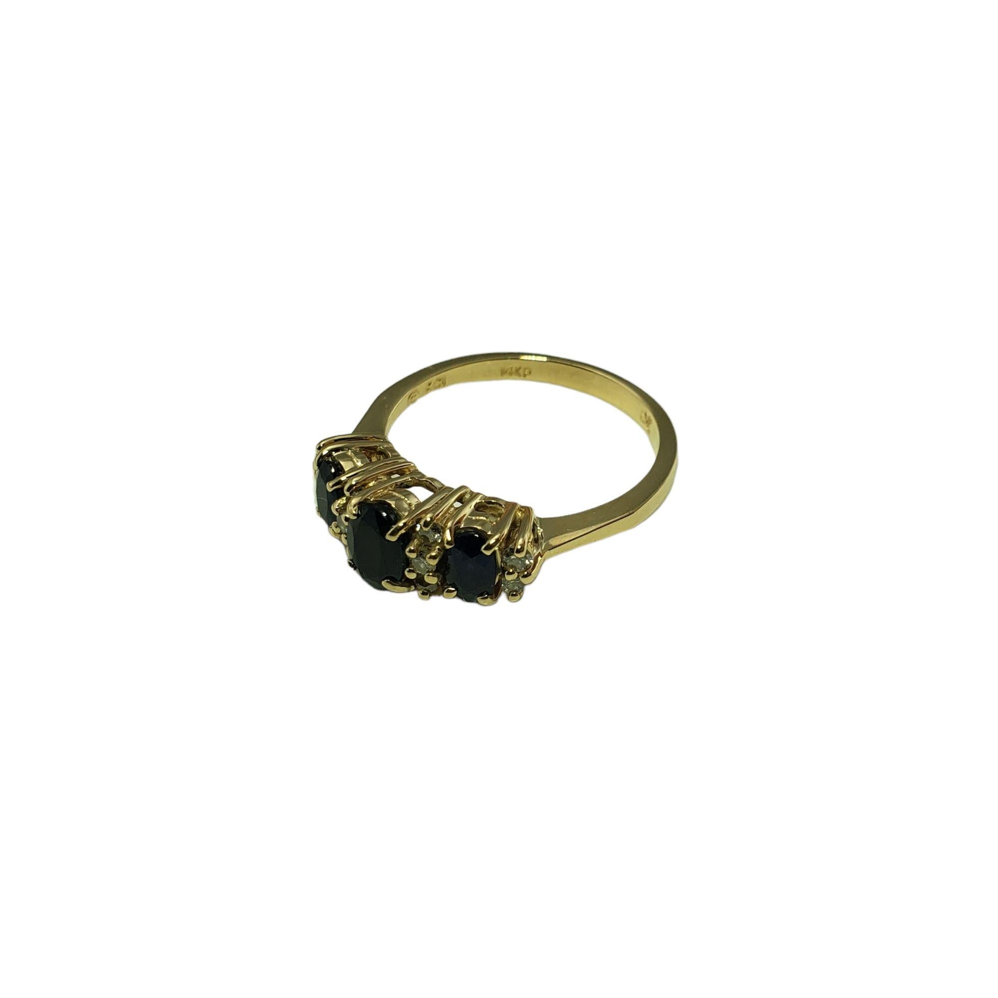Women's 14 Karat Yellow Gold Natural Sapphire and Diamond Ring