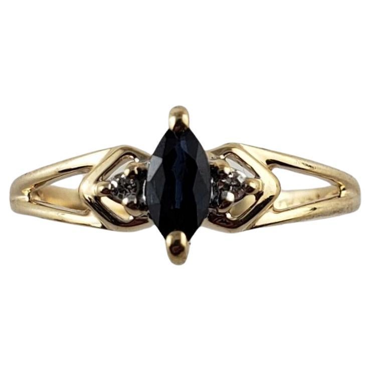 14 Karat Yellow Gold Sapphire and Diamond Ring Size 6.5 #13663 For Sale