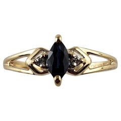 14 Karat Yellow Gold Sapphire and Diamond Ring Size 6.5 #13663
