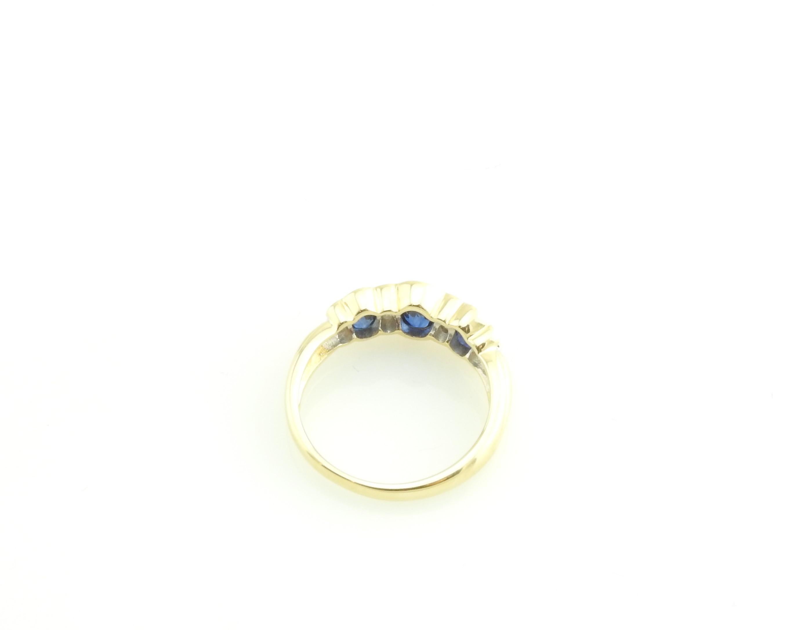 14 Karat Yellow Gold Sapphire and Diamond Ring 1