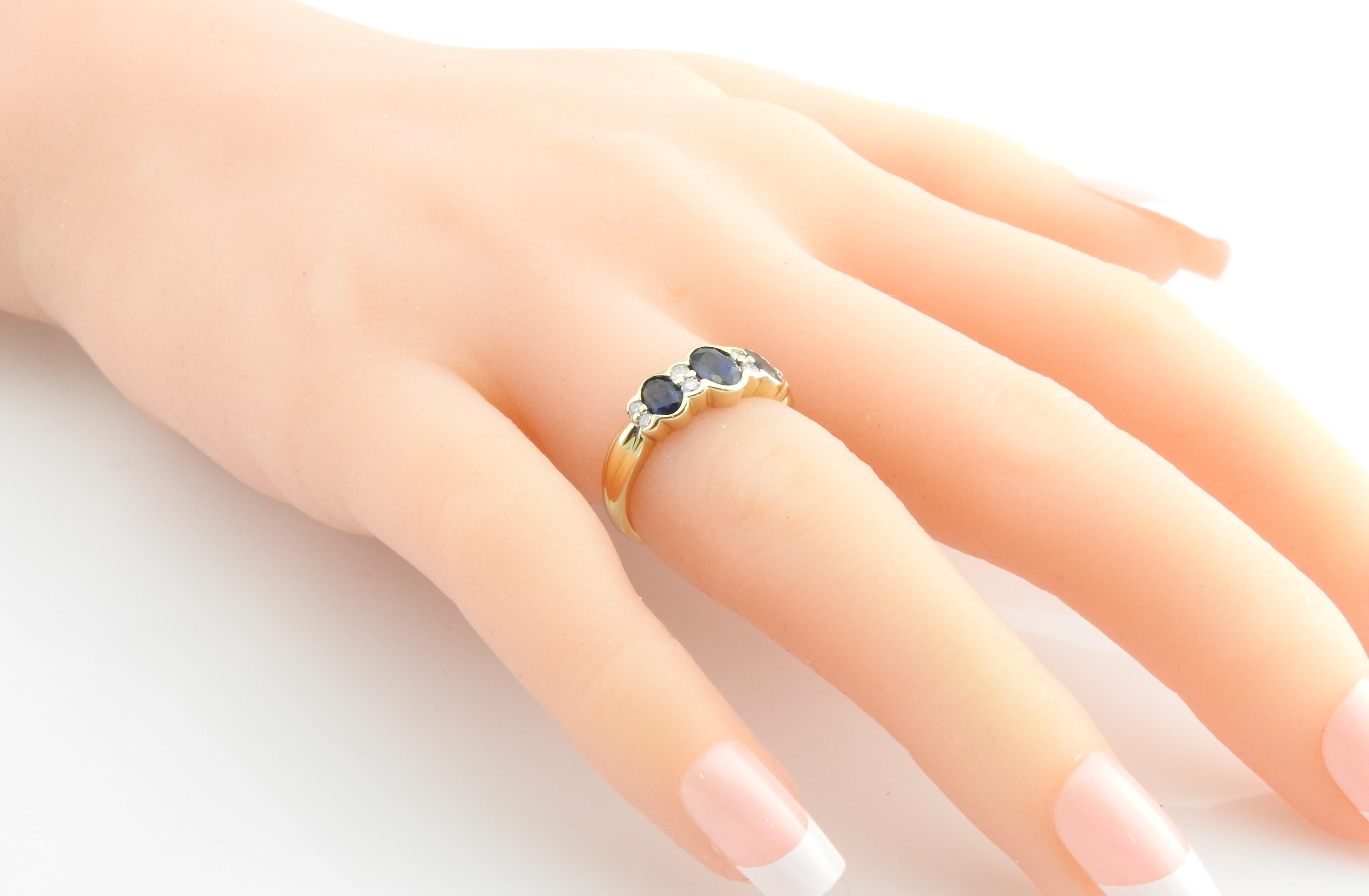 14 Karat Yellow Gold Sapphire and Diamond Ring 2