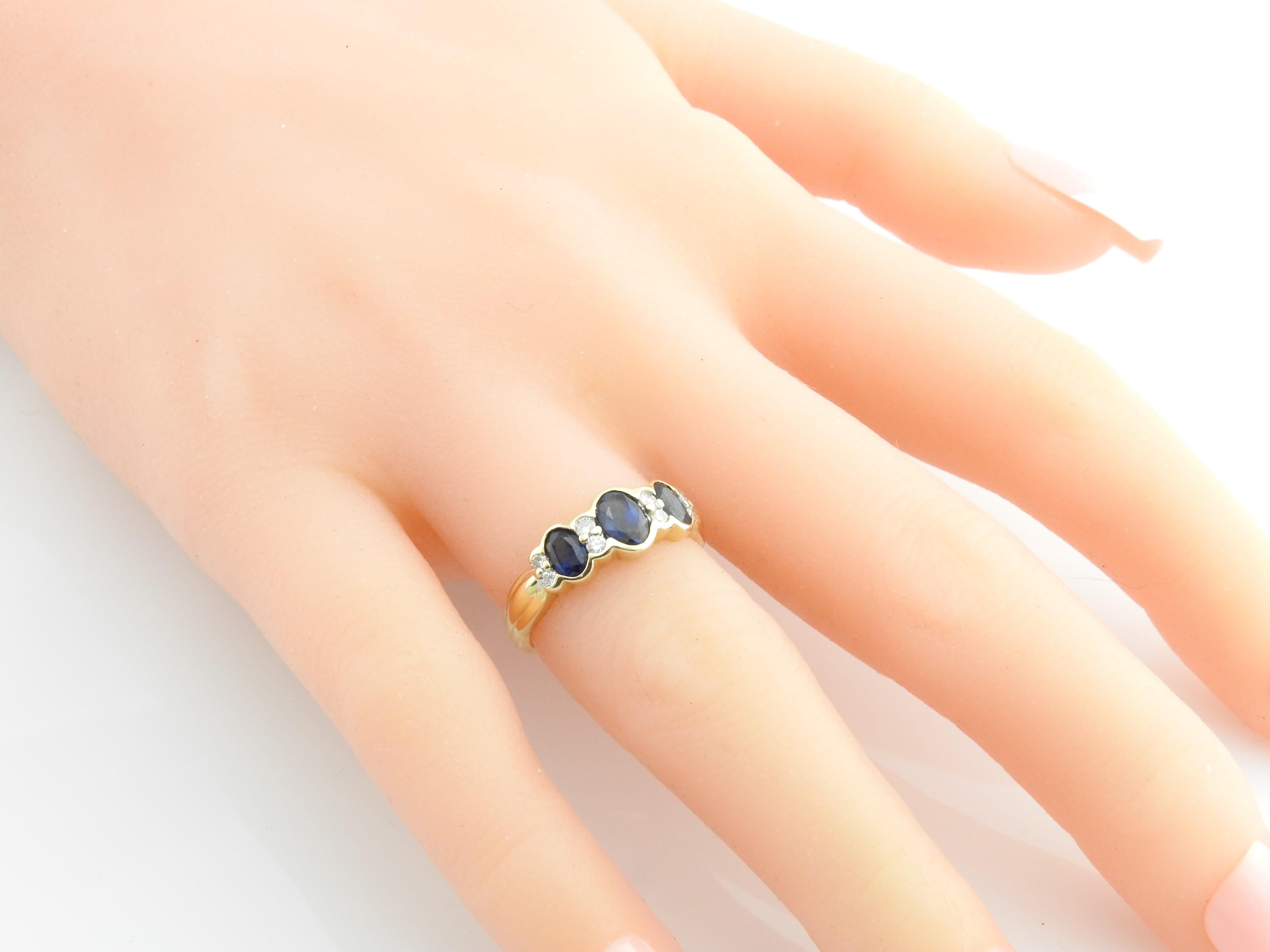 14 Karat Yellow Gold Sapphire and Diamond Ring 3