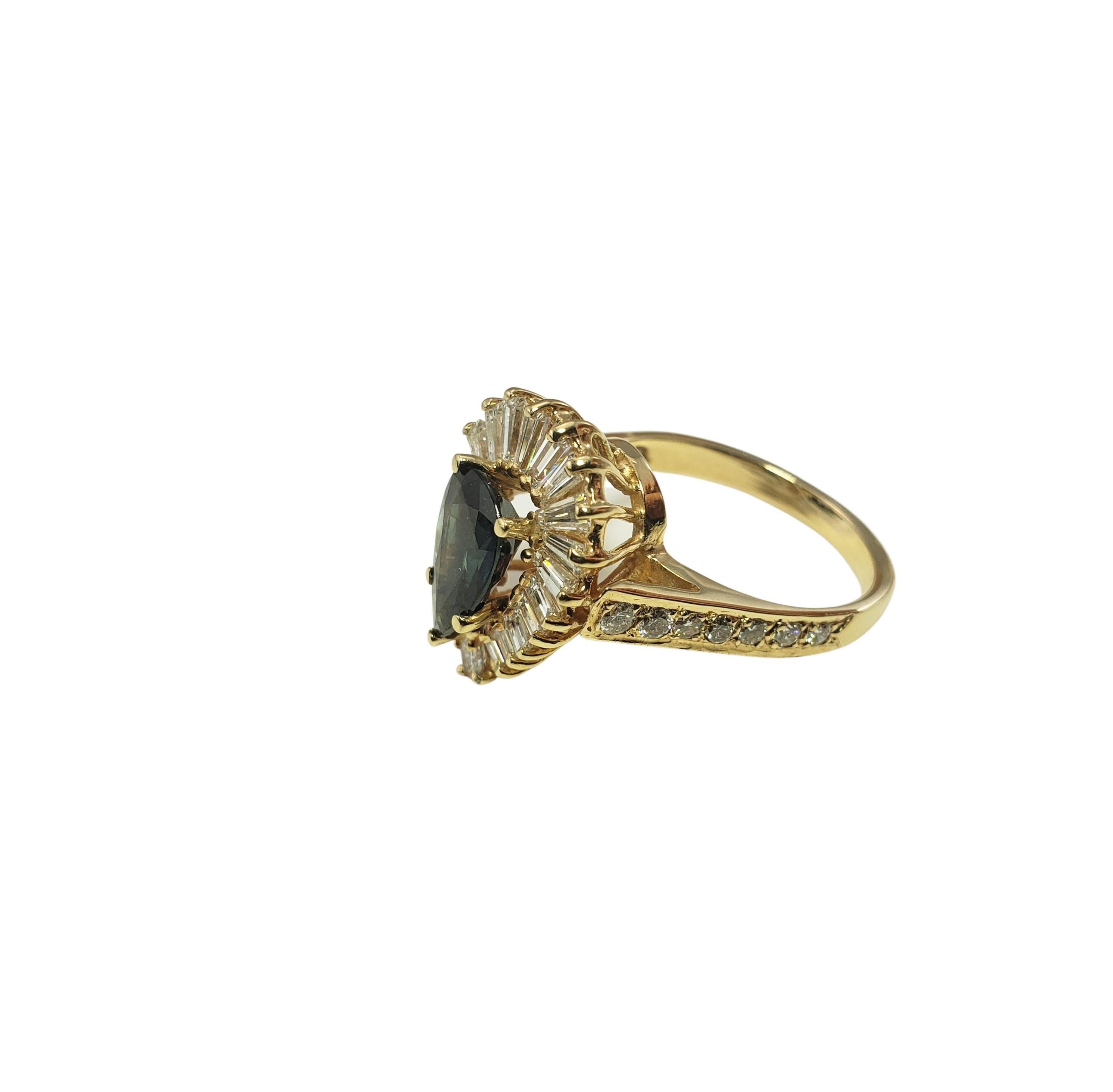 Brilliant Cut 14 Karat Yellow Gold Natural Sapphire and Diamond Ring