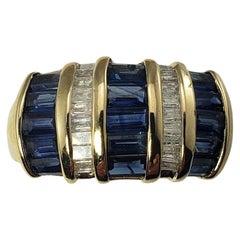 Vintage 14 Karat Yellow Gold Sapphire and Diamond Ring