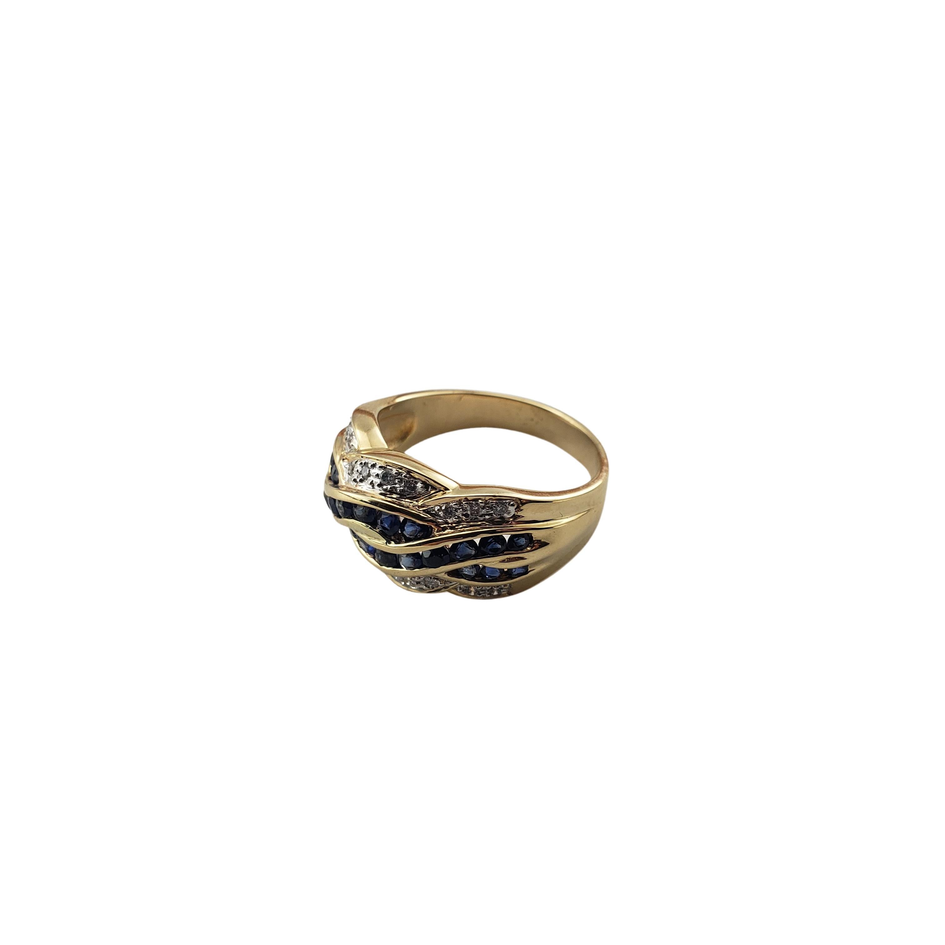 14 Karat Yellow Gold Natural Sapphire and Diamond Ring For Sale 4