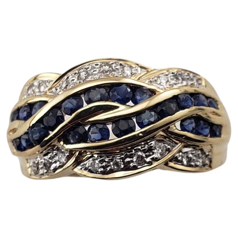 Ring aus 14 Karat Gelbgold mit natürlichem Saphir und Diamant