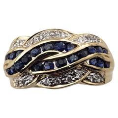 Vintage 14 Karat Yellow Gold Natural Sapphire and Diamond Ring