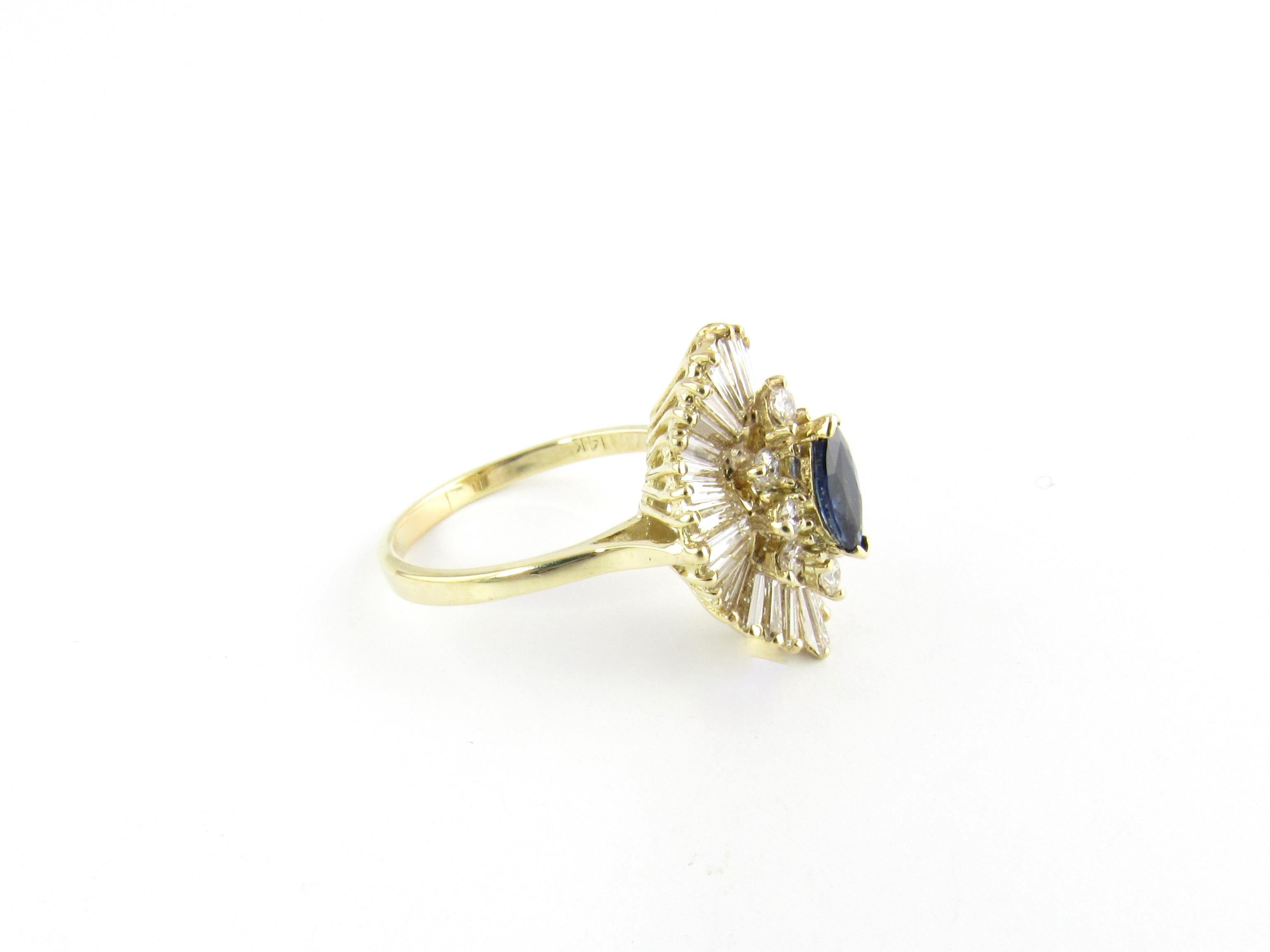 14 Karat Yellow Gold Sapphire and Diamond Ring In Good Condition In Washington Depot, CT