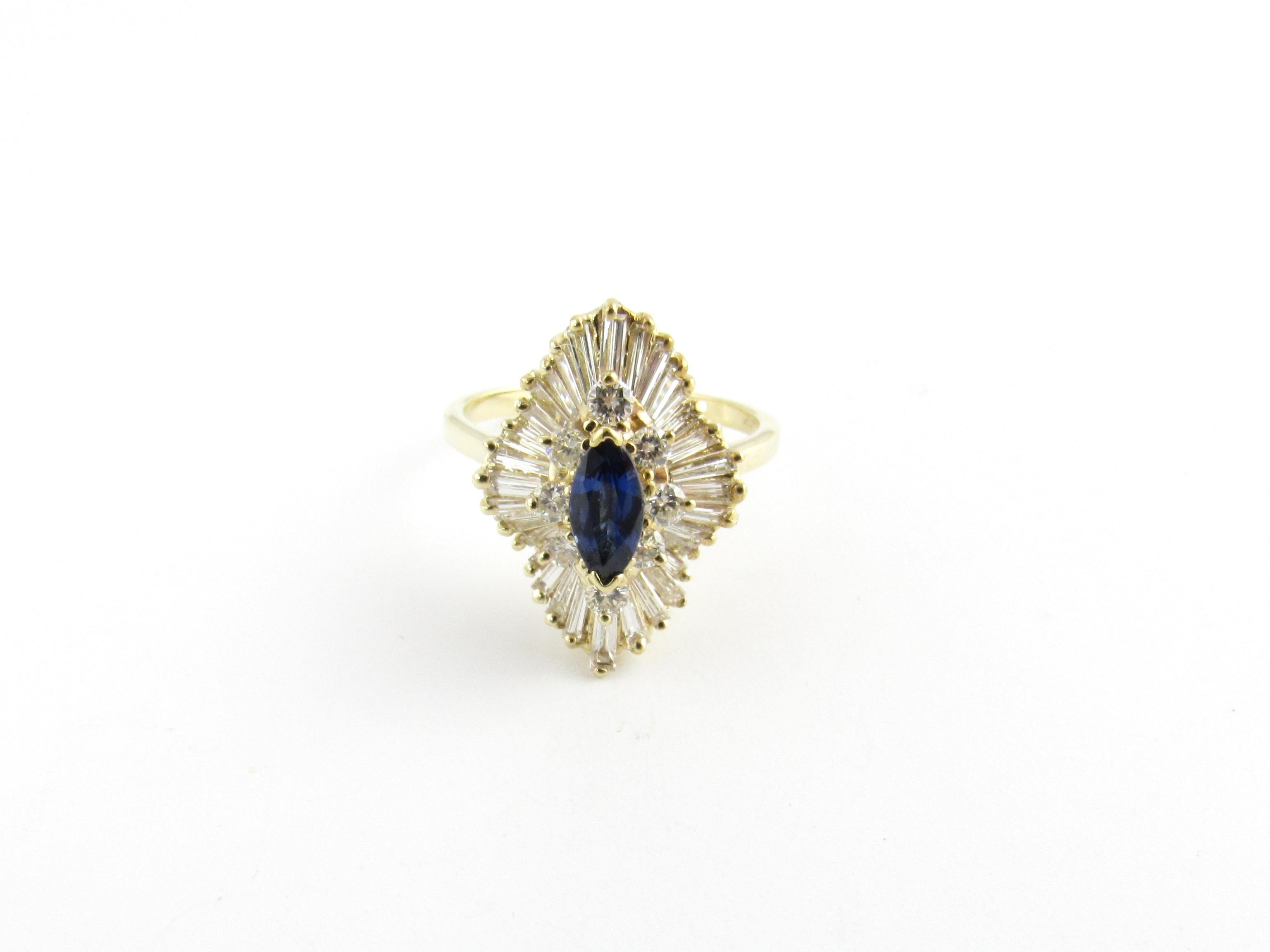 Women's 14 Karat Yellow Gold Sapphire and Diamond Ring
